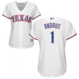 Wholesale Cheap Rangers #1 Elvis Andrus White Home Women\'s Stitched MLB Jersey