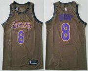 Wholesale Cheap Men's Los Angeles Lakers #8 Kobe Bryant Olive Stitched Nike Swingman Jersey With The Sponsor Logo