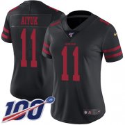 Wholesale Cheap Nike 49ers #11 Brandon Aiyuk Black Alternate Women's Stitched NFL 100th Season Vapor Untouchable Limited Jersey