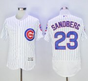 Wholesale Cheap Cubs #23 Ryne Sandberg White Flexbase Authentic Collection with 100 Years at Wrigley Field Commemorative Patch Stitched MLB Jersey