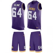 Wholesale Cheap Nike Vikings #64 Josh Kline Purple Team Color Men's Stitched NFL Limited Tank Top Suit Jersey