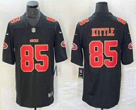 Cheap Men\'s San Francisco 49ers #85 George Kittle Black Red Fashion Vapor Limited Stitched Jersey