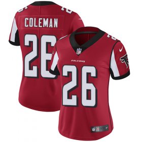 Wholesale Cheap Nike Falcons #26 Tevin Coleman Red Team Color Women\'s Stitched NFL Vapor Untouchable Limited Jersey