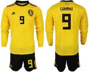 Wholesale Cheap Belgium #9 Lukaku Away Long Sleeves Soccer Country Jersey