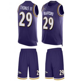 Wholesale Cheap Nike Ravens #29 Earl Thomas III Purple Team Color Men\'s Stitched NFL Limited Tank Top Suit Jersey