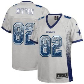 Wholesale Cheap Nike Cowboys #82 Jason Witten Grey Women\'s Stitched NFL Elite Drift Fashion Jersey