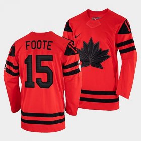 Wholesale Cheap Men\'s Canada Hockey Adam Foote Red 2022 Winter Olympic #15 Gold Winner Jersey