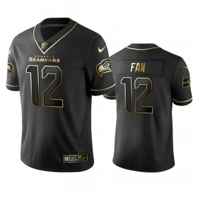 Wholesale Cheap Seahawks #12 Fan Men\'s Stitched NFL Vapor Untouchable Limited Black Golden Jersey