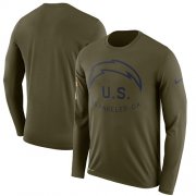 Wholesale Cheap Men's Los Angeles Chargers Nike Olive Salute to Service Sideline Legend Performance Long Sleeve T-Shirt
