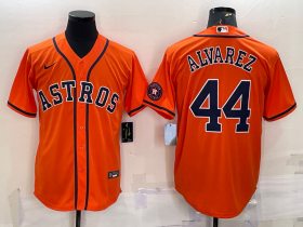 Wholesale Cheap Men\'s Houston Astros #44 Yordan Alvarez Orange With Patch Stitched MLB Cool Base Nike Jersey