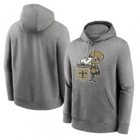 Cheap Men\'s New Orleans Saints Heather Gray Primary Logo Long Sleeve Hoodie T-Shirt