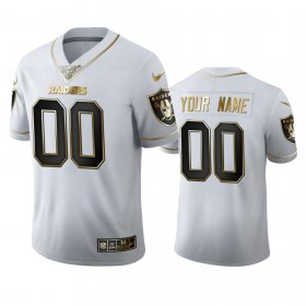 Wholesale Cheap Las Vegas Raiders Custom Men\'s Nike White Golden Edition Vapor Limited NFL 100 Jersey