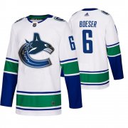 Wholesale Cheap Vancouver Canucks #6 Brock Boeser 50th Anniversary Men's White 2019-20 Away Authentic NHL Jersey