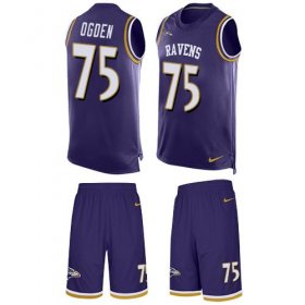 Wholesale Cheap Nike Ravens #75 Jonathan Ogden Purple Team Color Men\'s Stitched NFL Limited Tank Top Suit Jersey