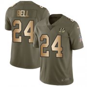 Wholesale Cheap Nike Bengals #24 Vonn Bell Olive/Gold Men's Stitched NFL Limited 2017 Salute To Service Jersey