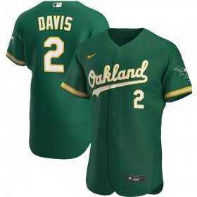 Wholesale Cheap Oakland Athletics #2 Khris Davis Men\'s Nike Kelly Green Alternate 2020 Authentic Player MLB Jersey