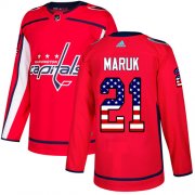 Wholesale Cheap Adidas Capitals #21 Dennis Maruk Red Home Authentic USA Flag Stitched NHL Jersey