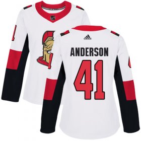 Wholesale Cheap Adidas Senators #41 Craig Anderson White Road Authentic Women\'s Stitched NHL Jersey