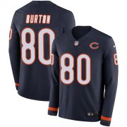 Wholesale Cheap Nike Bears #80 Trey Burton Navy Blue Team Color Men's Stitched NFL Limited Therma Long Sleeve Jersey