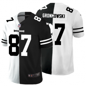 Cheap Tampa Bay Buccaneers #87 Rob Gronkowski Men\'s Black V White Peace Split Nike Vapor Untouchable Limited NFL Jersey