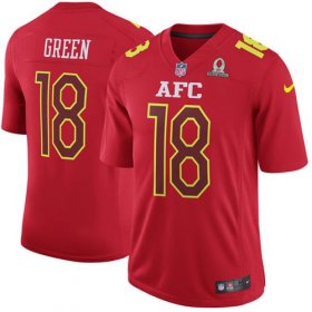 Wholesale Cheap Nike Bengals #18 A.J. Green Red Men\'s Stitched NFL Game AFC 2017 Pro Bowl Jersey