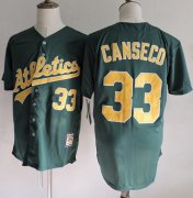 Wholesale Cheap Mitchell And Ness Athletics #33 Jose Canseco Green(Gold No.) Throwback Stitched MLB Jersey