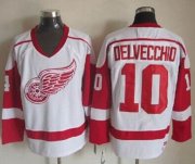Wholesale Cheap Red Wings #10 Alex Delvecchio White CCM Throwback Stitched NHL Jersey