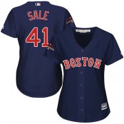 Wholesale Cheap Red Sox #41 Chris Sale Navy Blue Alternate 2018 World Series Champions Women's Stitched MLB Jersey