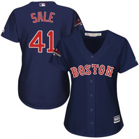 Wholesale Cheap Red Sox #41 Chris Sale Navy Blue Alternate 2018 World Series Champions Women\'s Stitched MLB Jersey