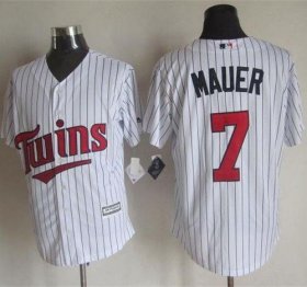 Wholesale Cheap Twins #7 Joe Mauer White New Cool Base Stitched MLB Jersey