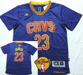 Wholesale Cheap Men\'s Cleveland Cavaliers #23 LeBron James 2015 The Finals New Navy Blue Short-Sleeved Jersey