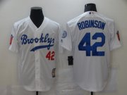 Wholesale Cheap Men Los Angeles Dodgers 42 Robinson White Throwback MLB Jerseys
