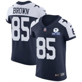 Wholesale Cheap Nike Cowboys #85 Noah Brown Navy Blue Thanksgiving Men\'s Stitched With Established In 1960 Patch NFL Vapor Untouchable Throwback Elite Jersey