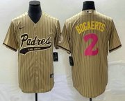 Wholesale Cheap Men's San Diego Padres #2 Xander Bogaerts Tan Pinstripe 2023 City Connect Cool Base Stitched Jersey 1
