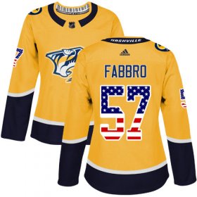 Wholesale Cheap Adidas Predators #57 Dante Fabbro Yellow Home Authentic USA Flag Women\'s Stitched NHL Jersey
