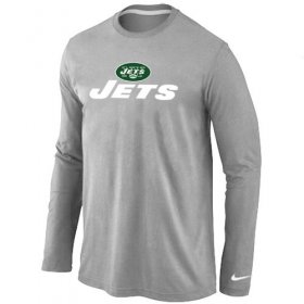 Wholesale Cheap Nike New York Jets Authentic Logo Long Sleeve T-Shirt Grey