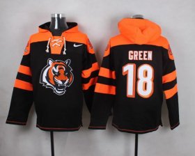 Wholesale Cheap Nike Bengals #18 A.J. Green Black Player Pullover NFL Hoodie