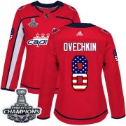 Wholesale Cheap Adidas Capitals #8 Alex Ovechkin Red Home Authentic USA Flag Stanley Cup Final Champions Women's Stitched NHL Jersey