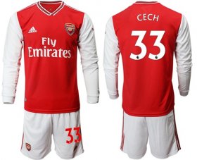 Wholesale Cheap Arsenal #33 Cech Red Home Long Sleeves Soccer Club Jersey