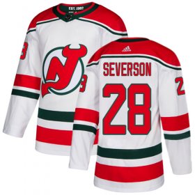 Wholesale Cheap Adidas Devils #28 Damon Severson White Alternate Authentic Stitched NHL Jersey