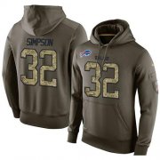 Wholesale Cheap NFL Men's Nike Buffalo Bills #32 O. J. Simpson Stitched Green Olive Salute To Service KO Performance Hoodie