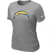 Wholesale Cheap Women's Nike Los Angeles Chargers Logo NFL T-Shirt Light Grey