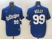 Cheap Men's Los Angeles Dodgers #99 Joe Kelly Number Blue 2021 City Connect Cool Base Stitched Jerseys