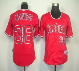 Wholesale Cheap Angels of Anaheim #36 Weaver Jered Red Cool Base Stitched MLB Jersey