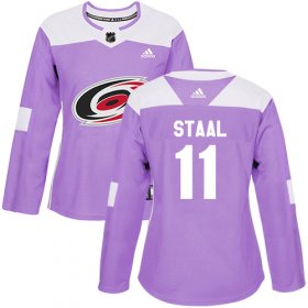 Wholesale Cheap Adidas Hurricanes #11 Jordan Staal Purple Authentic Fights Cancer Women\'s Stitched NHL Jersey