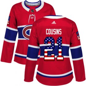 Wholesale Cheap Adidas Canadiens #21 Nick Cousins Red Home Authentic USA Flag Women\'s Stitched NHL Jersey
