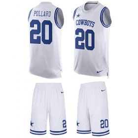 Wholesale Cheap Nike Cowboys #20 Tony Pollard White Men\'s Stitched NFL Limited Tank Top Suit Jersey