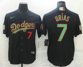 Wholesale Cheap Men\'s Los Angeles Dodgers #7 Julio Urias Black Green Mexico 2020 World Series Stitched MLB Jersey