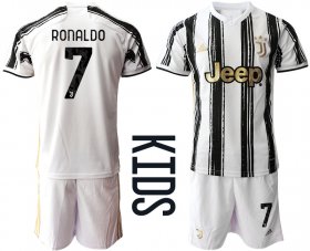 Wholesale Cheap Youth 2020-2021 club Juventus home 7 white Soccer Jerseys