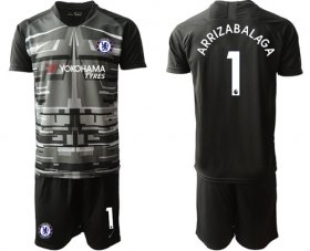 Wholesale Cheap Chelsea #1 Arrizabalaga Black Goalkeeper Soccer Club Jersey